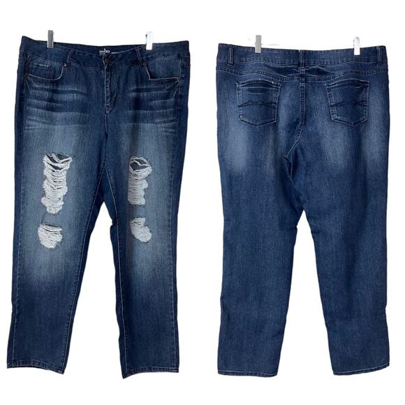 New York & Company Women’s Jeans Soho Mid Rise Boyfriend Distressed Plus Size 18 - Picture 8 of 8